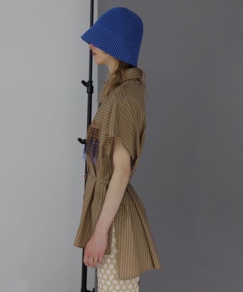 ROSE BUD（ローズバッド）の「(OKIRAKU×ROSEBUD)ストライプパネル フリンジエンブロイダリー チュニックシャツ（シャツ/ブラウス・レディース・ブルー/ベージュ・ONE SIZE）」の7枚目の写真