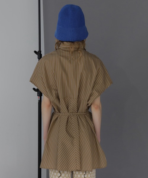 ROSE BUD（ローズバッド）の「(OKIRAKU×ROSEBUD)ストライプパネル フリンジエンブロイダリー チュニックシャツ（シャツ/ブラウス・レディース・ブルー/ベージュ・ONE SIZE）」の8枚目の写真