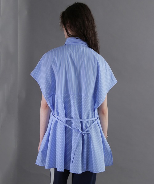 ROSE BUD（ローズバッド）の「(OKIRAKU×ROSEBUD)ストライプパネル フリンジエンブロイダリー チュニックシャツ（シャツ/ブラウス・レディース・ブルー/ベージュ・ONE SIZE）」の17枚目の写真