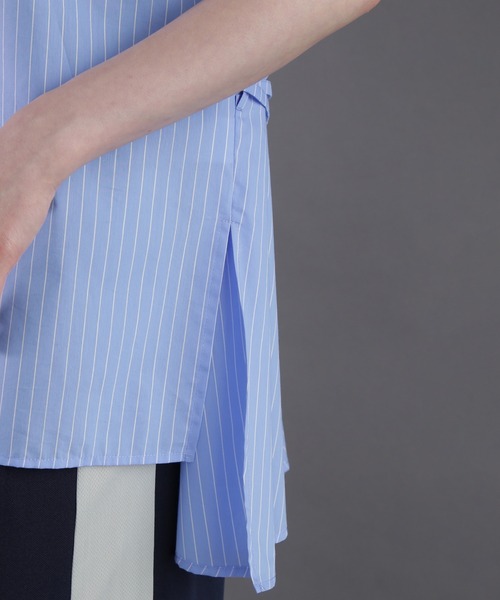 ROSE BUD（ローズバッド）の「(OKIRAKU×ROSEBUD)ストライプパネル フリンジエンブロイダリー チュニックシャツ（シャツ/ブラウス・レディース・ブルー/ベージュ・ONE SIZE）」の20枚目の写真