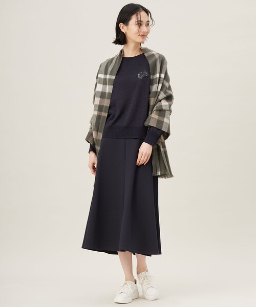 自由区(ジユウク)の「ブークレダンボールフレア スカート(スカート・レディース・ネイビー系/カーキ系・32)」の4枚目の写真