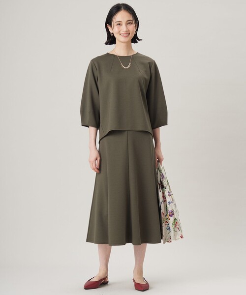 自由区(ジユウク)の「ブークレダンボールフレア スカート(スカート・レディース・ネイビー系/カーキ系・32)」の5枚目の写真
