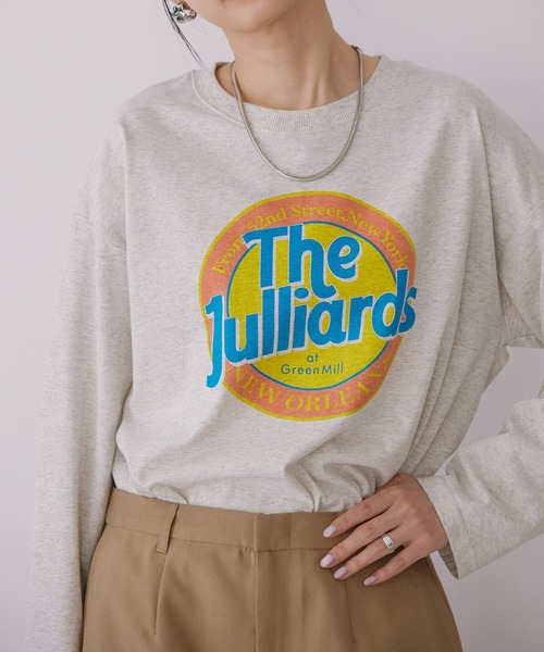 AMERICAN HOLIC(アメリカンホリック)の「サークルロゴプリントロングTシャツ(Tシャツ/カットソー・レディース・チャコールグレー/ホワイト系その他/オフホワイト・M/L)」の2枚目の写真