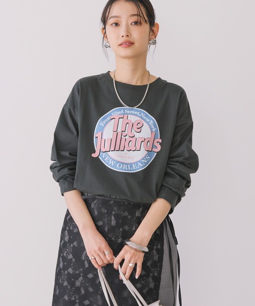 AMERICAN HOLIC(アメリカンホリック)の「サークルロゴプリントロングTシャツ(Tシャツ/カットソー・レディース・チャコールグレー/ホワイト系その他/オフホワイト・M/L)」の11枚目の写真