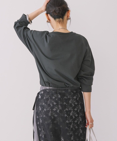 AMERICAN HOLIC(アメリカンホリック)の「サークルロゴプリントロングTシャツ(Tシャツ/カットソー・レディース・チャコールグレー/ホワイト系その他/オフホワイト・M/L)」の13枚目の写真