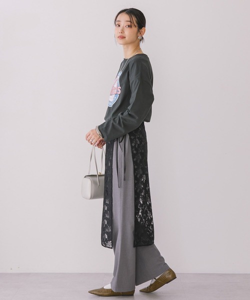 AMERICAN HOLIC(アメリカンホリック)の「サークルロゴプリントロングTシャツ(Tシャツ/カットソー・レディース・チャコールグレー/ホワイト系その他/オフホワイト・M/L)」の15枚目の写真