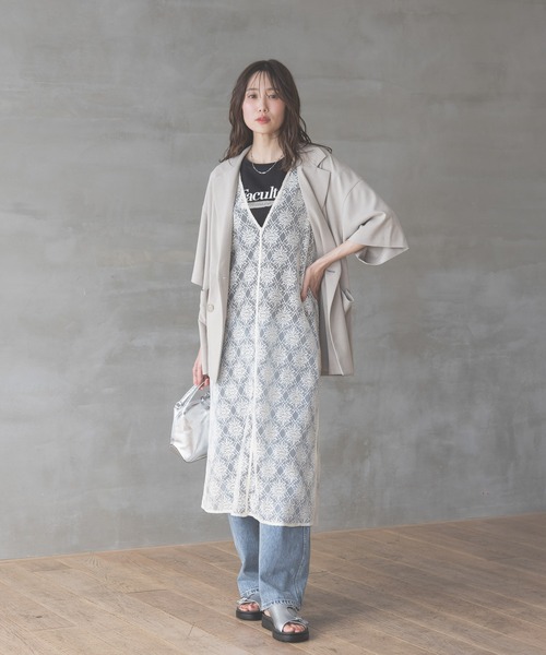 GLOBAL WORK（グローバルワーク）の「2WAYレースワンピース/286005（ワンピース・レディース・アイボリー/ブラック・MEDIUM/LARGE）」の3枚目の写真