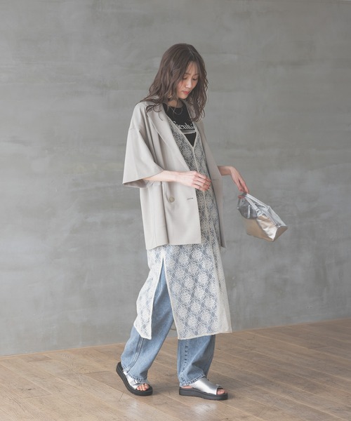 GLOBAL WORK（グローバルワーク）の「2WAYレースワンピース/286005（ワンピース・レディース・アイボリー/ブラック・MEDIUM/LARGE）」の4枚目の写真