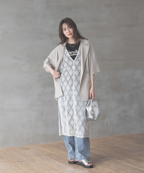 GLOBAL WORK（グローバルワーク）の「2WAYレースワンピース/286005（ワンピース・レディース・アイボリー/ブラック・MEDIUM/LARGE）」の5枚目の写真