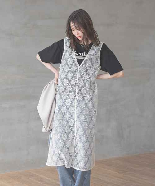 GLOBAL WORK（グローバルワーク）の「2WAYレースワンピース/286005（ワンピース・レディース・アイボリー/ブラック・MEDIUM/LARGE）」の9枚目の写真