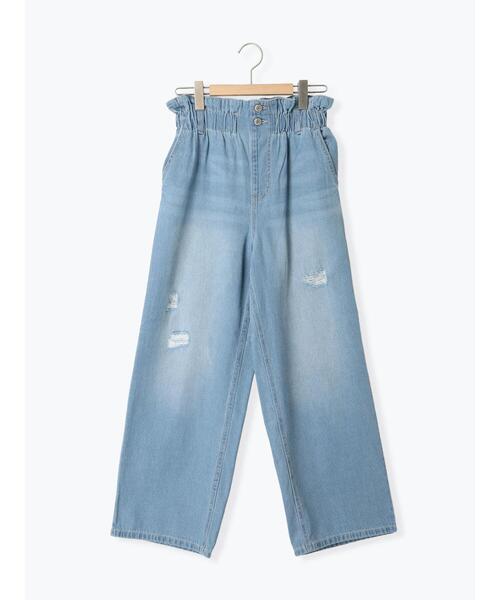Samansa Mos2 blue(サマンサモスモスブルー)の「【ECO DENIM】ウエストフリルパンツ(その他パンツ・レディース・ブルー/グレー/サックスブルー・F)」の4枚目の写真