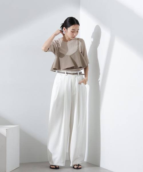 NANO universe（ナノユニバース）の「UVカット抗菌防臭吸水速乾イージーケアリブ半袖（Tシャツ/カットソー・レディース・ブラック/ホワイト/ベージュ・FREE）」の9枚目の写真