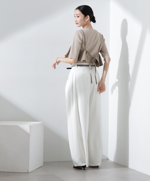 NANO universe（ナノユニバース）の「UVカット抗菌防臭吸水速乾イージーケアリブ半袖（Tシャツ/カットソー・レディース・ブラック/ホワイト/ベージュ・FREE）」の10枚目の写真