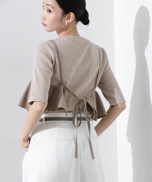 NANO universe（ナノユニバース）の「UVカット抗菌防臭吸水速乾イージーケアリブ半袖（Tシャツ/カットソー・レディース・ブラック/ホワイト/ベージュ・FREE）」の7枚目の写真