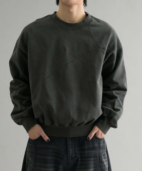 EPNK(イーピーエヌケー)の「【EPNK】Pigment cropped sweat shirt / ピグメントクロップドスウェットシャツ(スウェット・メンズ・ブラック/ダークブラウン・SMALL/LARGE/MEDIUM)」の3枚目の写真