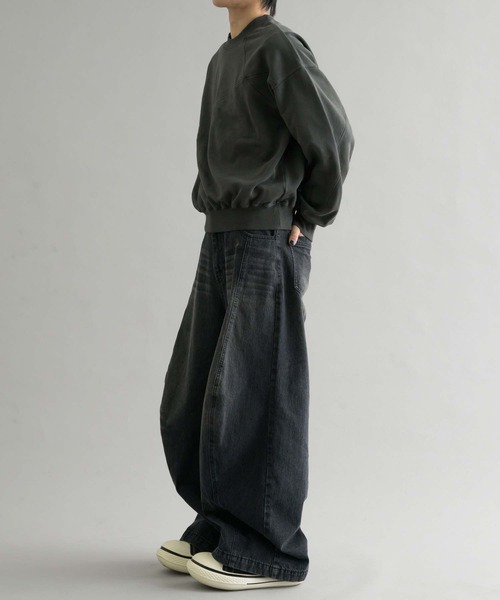 EPNK(イーピーエヌケー)の「【EPNK】Pigment cropped sweat shirt / ピグメントクロップドスウェットシャツ(スウェット・メンズ・ブラック/ダークブラウン・SMALL/LARGE/MEDIUM)」の14枚目の写真