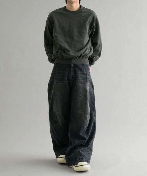 EPNK(イーピーエヌケー)の「【EPNK】Pigment cropped sweat shirt / ピグメントクロップドスウェットシャツ(スウェット・メンズ・ブラック/ダークブラウン・SMALL/LARGE/MEDIUM)」の13枚目の写真