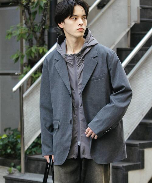 SENSE OF PLACE by URBAN RESEARCH（センスオブプレイスバイアーバンリサーチ）の「『ユニセックス』『セットアップ対応』 CARREMANテーラードジャケット（その他アウター・メンズ・チャコールグレー/ブラック・MEDIUM/LARGE）」の14枚目の写真