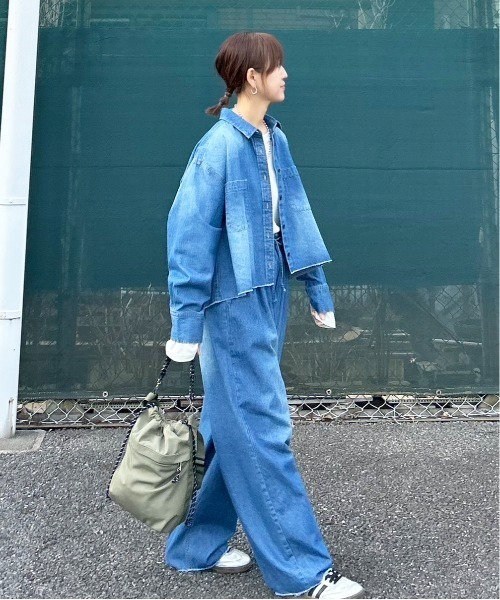 notch.（ノッチ）の「【notch.by KR 】カットオフデニムシャツ（シャツ/ブラウス・レディース・ブルー/ネイビー/ダークネイビー・M）」の7枚目の写真