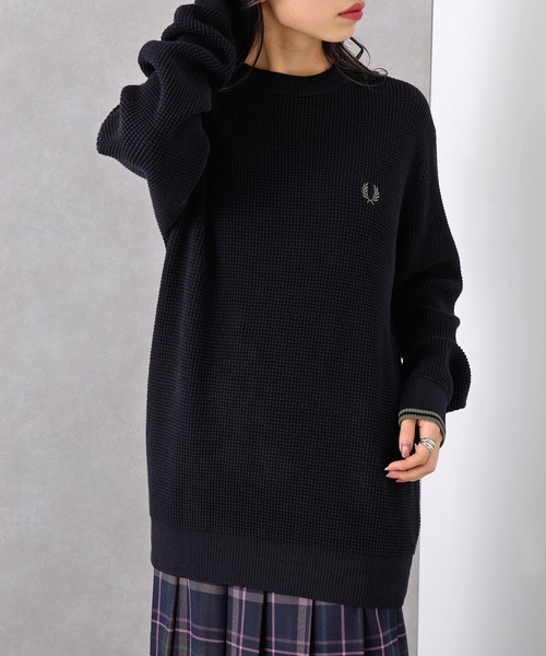 FRED PERRY(フレッドペリー)の「【FRED PERRY】WAFFLE STITCH JUMPER フレッドペリー ワッフルコットンニット ワンポイントロゴ刺繍 K6507(ニット/セーター・メンズ・アイボリー/ブラック・M/XL/L/S)」の18枚目の写真