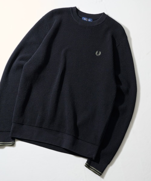 FRED PERRY(フレッドペリー)の「【FRED PERRY】WAFFLE STITCH JUMPER フレッドペリー ワッフルコットンニット ワンポイントロゴ刺繍 K6507(ニット/セーター・メンズ・アイボリー/ブラック・M/XL/L/S)」の22枚目の写真