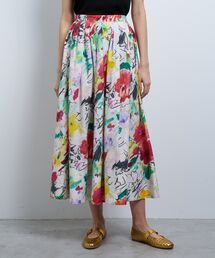 fleur de fleurプリントタックスカート