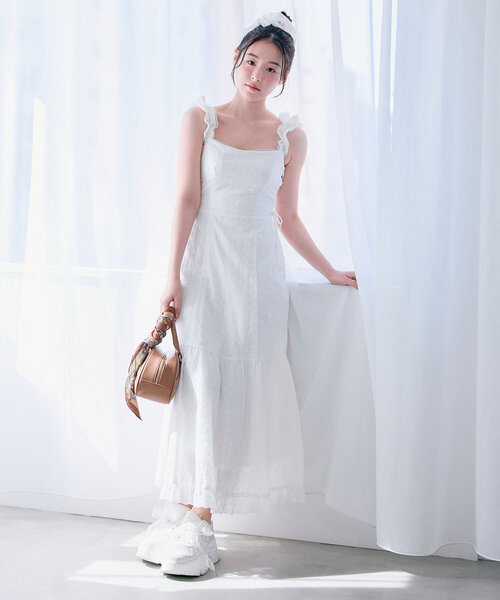 OLIVE des OLIVE(オリーブデオリーブ)の「サイドレースアップワンピース(ワンピース・レディース・チェック/オフホワイト/サックスブルー・FREE)」の8枚目の写真