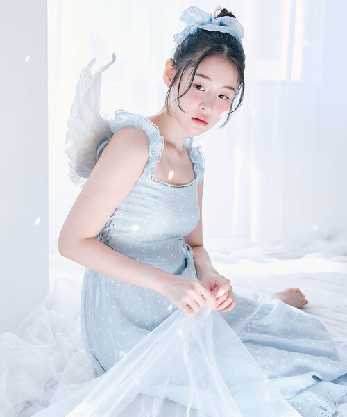 OLIVE des OLIVE(オリーブデオリーブ)の「サイドレースアップワンピース(ワンピース・レディース・チェック/オフホワイト/サックスブルー・FREE)」の15枚目の写真