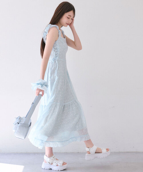OLIVE des OLIVE(オリーブデオリーブ)の「サイドレースアップワンピース(ワンピース・レディース・チェック/オフホワイト/サックスブルー・FREE)」の21枚目の写真