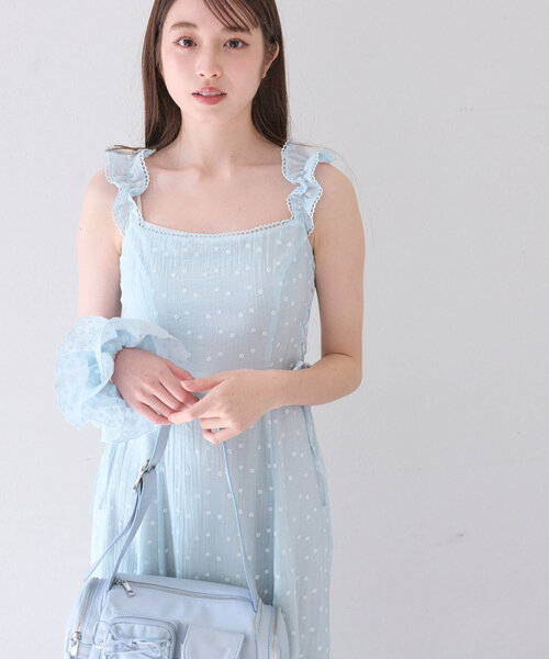 OLIVE des OLIVE(オリーブデオリーブ)の「サイドレースアップワンピース(ワンピース・レディース・チェック/オフホワイト/サックスブルー・FREE)」の2枚目の写真