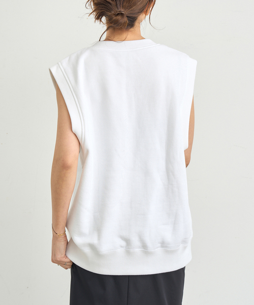 IENA（イエナ）の「LOOPWHEELER for LOWERCASE 別注 ライトツリウラケ Vネックベスト（ベスト・レディース・グレー/ホワイト・FREE）」の13枚目の写真