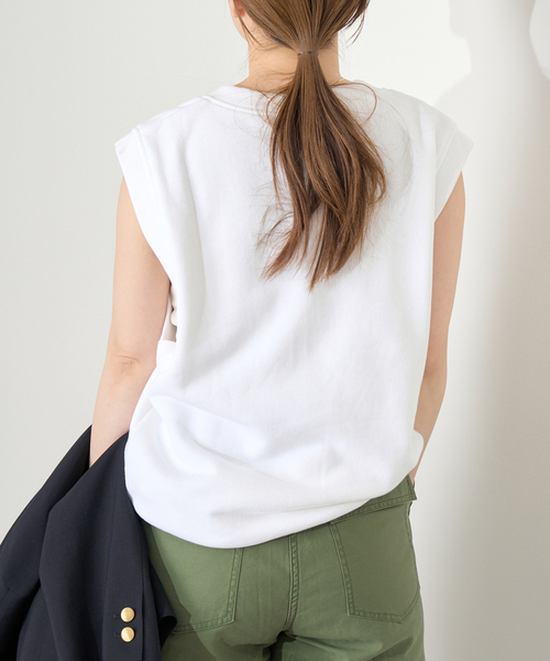 IENA（イエナ）の「LOOPWHEELER for LOWERCASE 別注 ライトツリウラケ Vネックベスト（ベスト・レディース・グレー/ホワイト・FREE）」の19枚目の写真