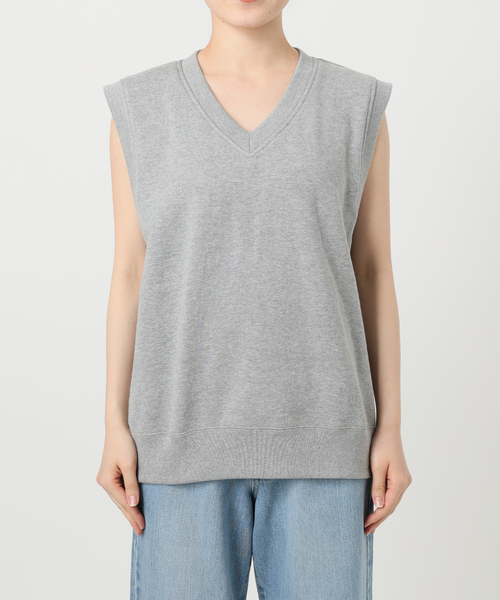 IENA（イエナ）の「LOOPWHEELER for LOWERCASE 別注 ライトツリウラケ Vネックベスト（ベスト・レディース・グレー/ホワイト・FREE）」の22枚目の写真