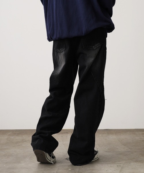 ROOPTOKYO(ループトウキョウ)の「Vintage-Like Wide Straight Denim Pants / ヴィンテージライク ワイドストレートデニムパンツ メンズ 夏物 夏服(デニムパンツ・メンズ・ブラック/ネイビー・M/L)」の6枚目の写真