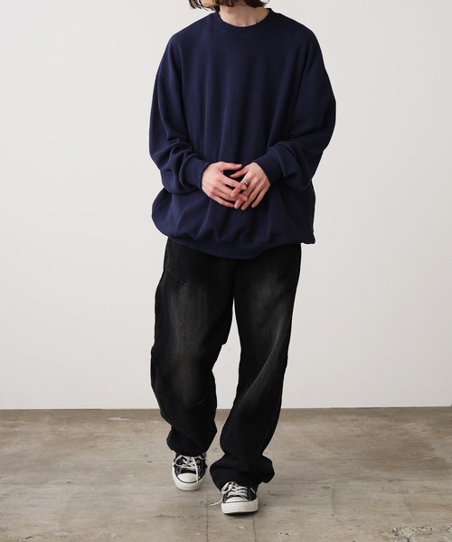 ROOPTOKYO(ループトウキョウ)の「Vintage-Like Wide Straight Denim Pants / ヴィンテージライク ワイドストレートデニムパンツ メンズ 夏物 夏服(デニムパンツ・メンズ・ブラック/ネイビー・M/L)」の7枚目の写真