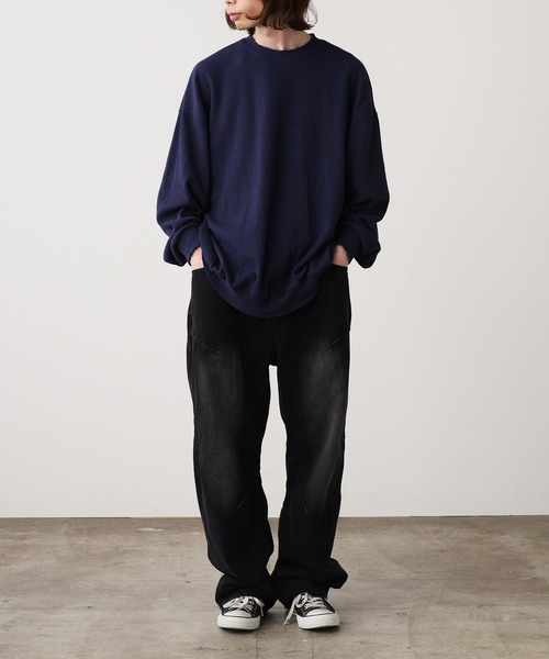 ROOPTOKYO(ループトウキョウ)の「Vintage-Like Wide Straight Denim Pants / ヴィンテージライク ワイドストレートデニムパンツ メンズ 夏物 夏服(デニムパンツ・メンズ・ブラック/ネイビー・M/L)」の8枚目の写真
