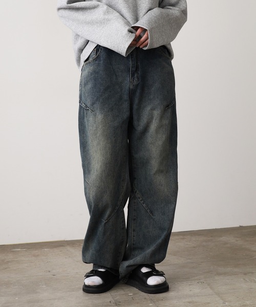 ROOPTOKYO(ループトウキョウ)の「Vintage-Like Wide Straight Denim Pants / ヴィンテージライク ワイドストレートデニムパンツ メンズ 夏物 夏服(デニムパンツ・メンズ・ブラック/ネイビー・M/L)」の11枚目の写真