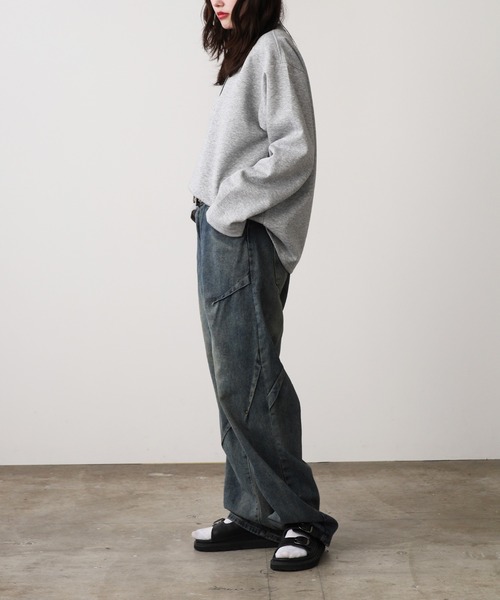 ROOPTOKYO(ループトウキョウ)の「Vintage-Like Wide Straight Denim Pants / ヴィンテージライク ワイドストレートデニムパンツ メンズ 夏物 夏服(デニムパンツ・メンズ・ブラック/ネイビー・M/L)」の13枚目の写真