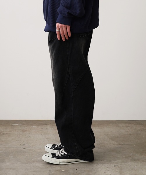 ROOPTOKYO(ループトウキョウ)の「Vintage-Like Wide Straight Denim Pants / ヴィンテージライク ワイドストレートデニムパンツ メンズ 夏物 夏服(デニムパンツ・メンズ・ブラック/ネイビー・M/L)」の22枚目の写真
