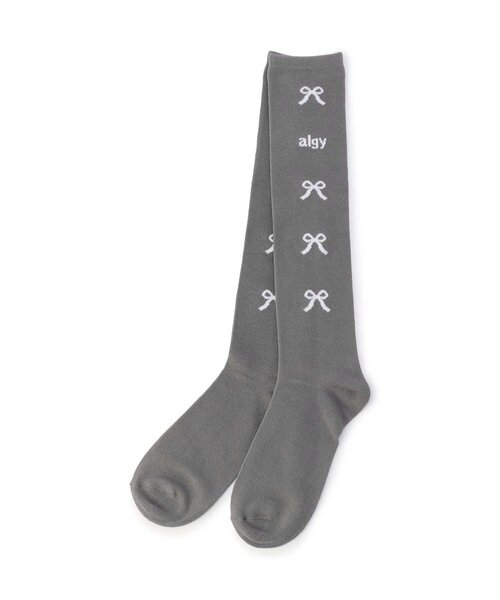 algy（アルジー）の「りぼんロゴガーリーハイソックス（ソックス/靴下・キッズ・オフホワイト/グレー/ブラック・21/24）」の3枚目の写真