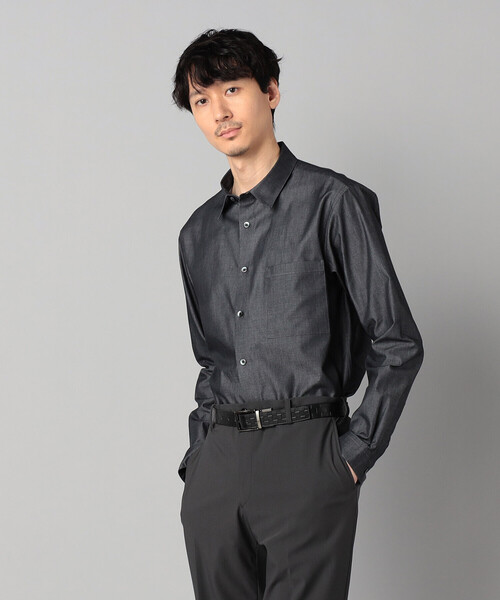 COMME CA MEN(コムサメン)の「デニムライクコットンツイル レギュラーカラーシャツ(シャツ/ブラウス・メンズ・ブラック/ネイビー・M/S/L)」の5枚目の写真