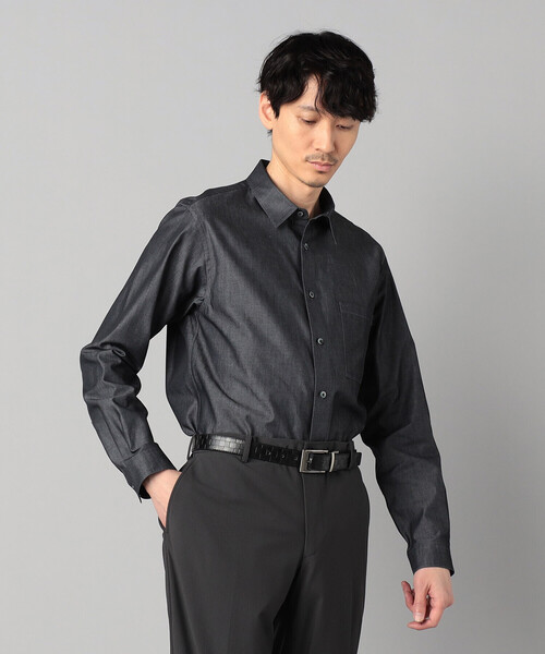 COMME CA MEN(コムサメン)の「デニムライクコットンツイル レギュラーカラーシャツ(シャツ/ブラウス・メンズ・ブラック/ネイビー・M/S/L)」の6枚目の写真
