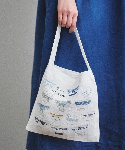 fog linen work(フォグリネンワーク)の「fog(フォグ)リネンバッグ ISABELLE BOINOT(ハンドバッグ・レディース・ブルー/ブラウン・ONE SIZE)」の2枚目の写真
