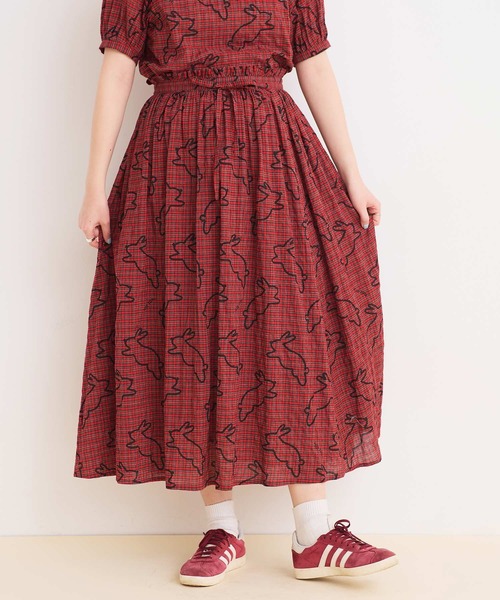 I am I in fact...（アイアムアイインファクト）の「run rabbit ギャザースカート（スカート・レディース・グリーン/レッド・FREE）」の20枚目の写真