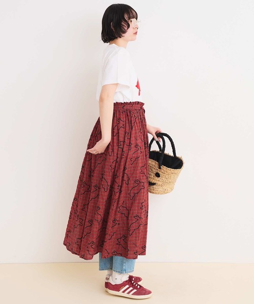 I am I in fact...（アイアムアイインファクト）の「run rabbit ギャザースカート（スカート・レディース・グリーン/レッド・FREE）」の14枚目の写真