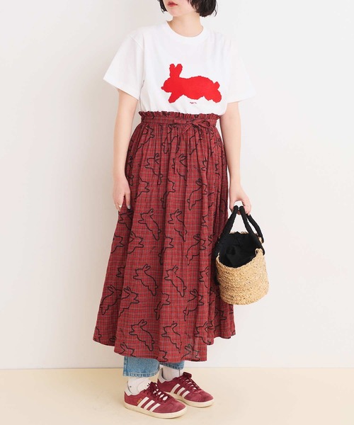 I am I in fact...（アイアムアイインファクト）の「run rabbit ギャザースカート（スカート・レディース・グリーン/レッド・FREE）」の15枚目の写真