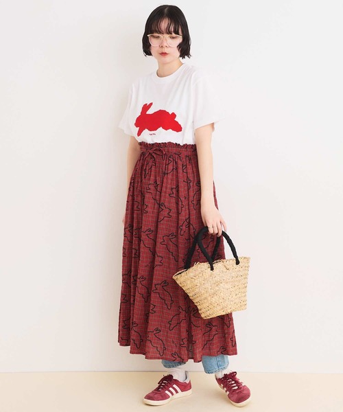 I am I in fact...（アイアムアイインファクト）の「run rabbit ギャザースカート（スカート・レディース・グリーン/レッド・FREE）」の13枚目の写真