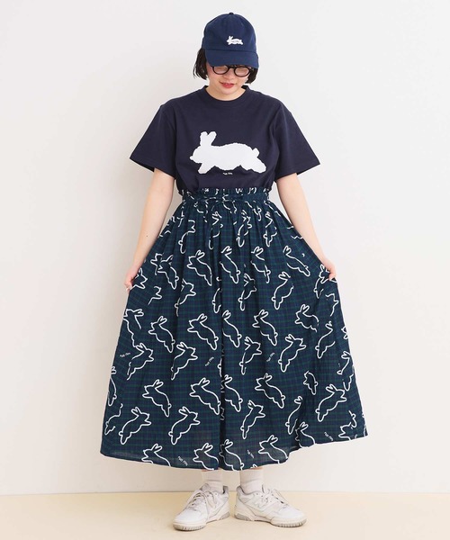 I am I in fact...（アイアムアイインファクト）の「run rabbit ギャザースカート（スカート・レディース・グリーン/レッド・FREE）」の5枚目の写真