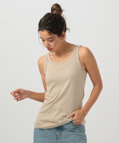 BAYFLOW（ベイフロー）の「[UVカット・接触冷感・抗菌防臭]ベーシックタンクトップ（タンクトップ・レディース・ブラック/モカ/ベージュ/オフホワイト・MEDIUM/SMALL）」の4枚目の写真