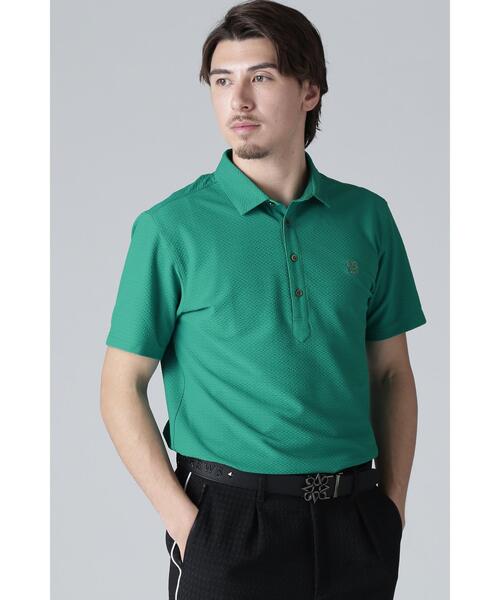 St ANDREWS(セントアンドリュース)の「【St ANDREWS】縄柄ジャガード半袖シャツ (MENS)(ポロシャツ・メンズ・ホワイト/ブラック/グリーン・L/M/LL)」の1枚目の写真
